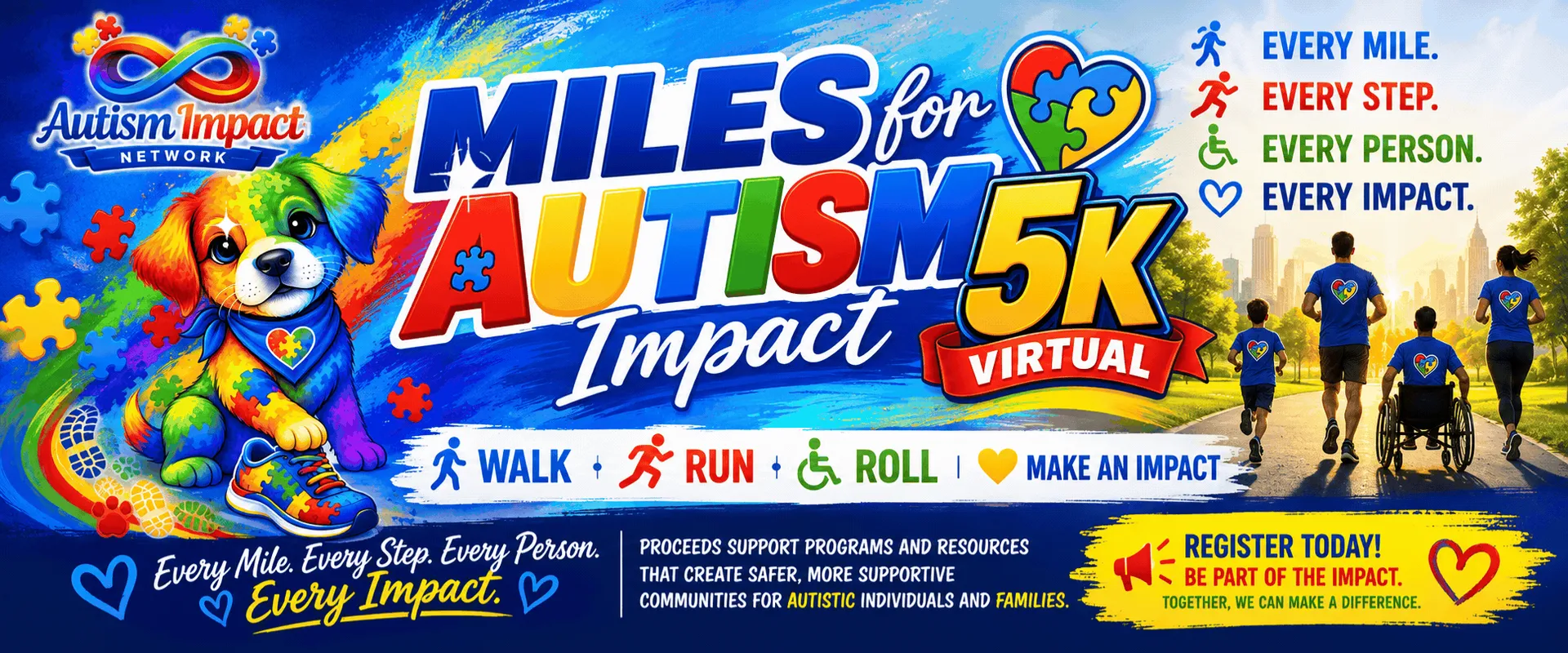 Miles for Autism Impact virtual 5K event banner